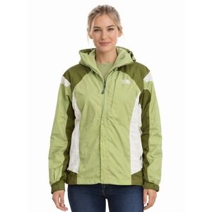 THE NORTH FACE Women's HyVent Waterproof Windproof Jacket Green White Size M